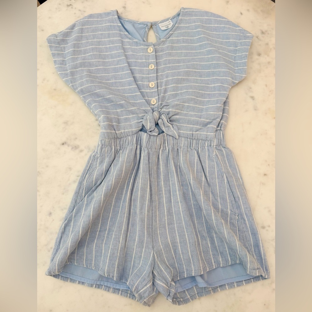 Abercrombie Kids Light Blue Striped Romper